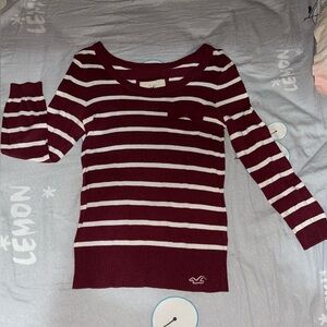 Hollister Maroon Striped Knit Top